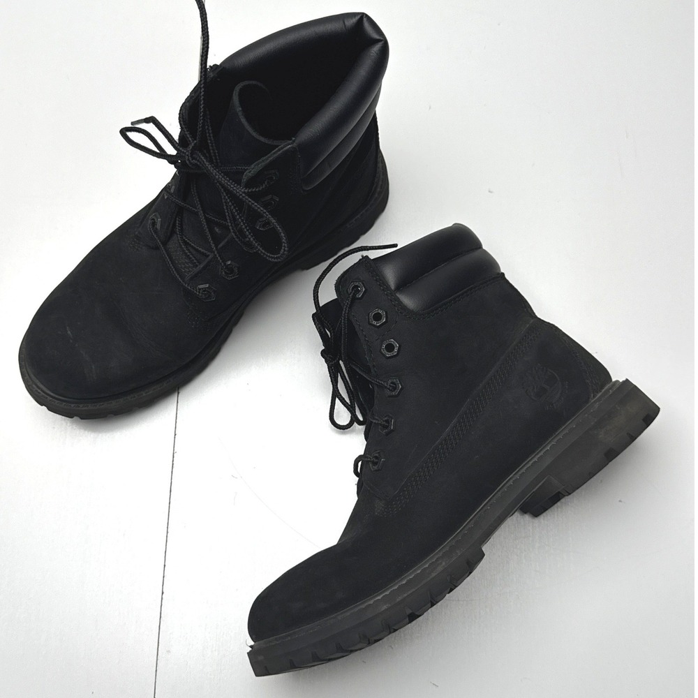 Timberland Womens 6 Inch Premium Waterproof Boots Black Nubuck A15QY US 7